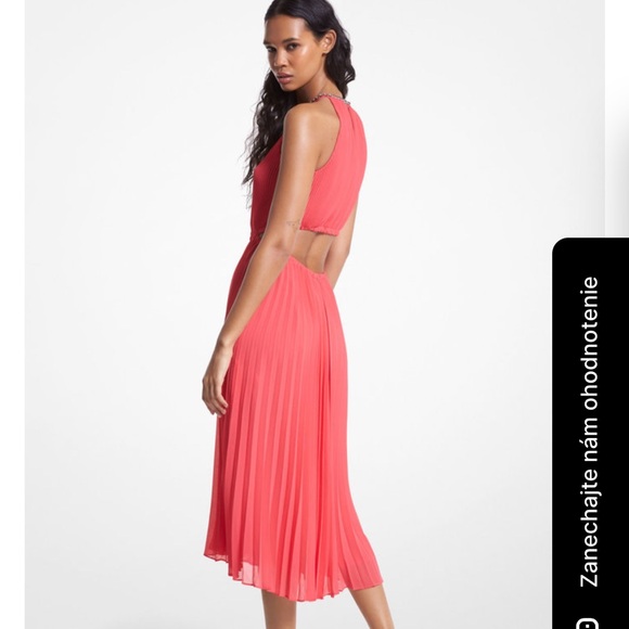 Michael Kors Georgette Pleated Cut Out Midi Dress Size XL - Picture 4 of 11